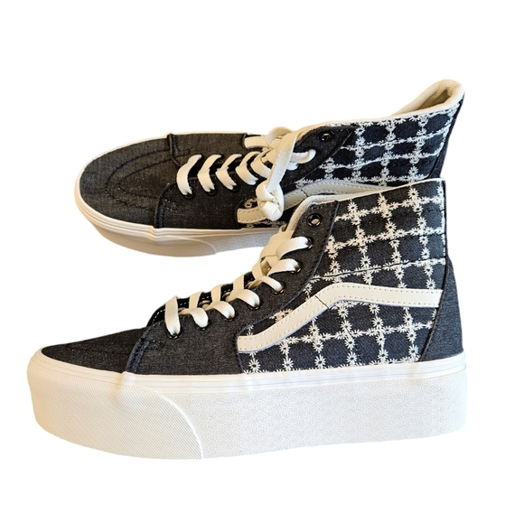 Vans Sk8-Hi Tapered Denim Mix Black Stacked Sneaker NEW - Picture 7 of 7